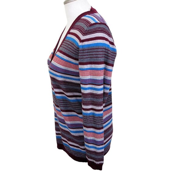 Casablanca Women Merino Wool Cardigan Button Front Euro 38 US 6 Striped Red Blue - Picture 4 of 6